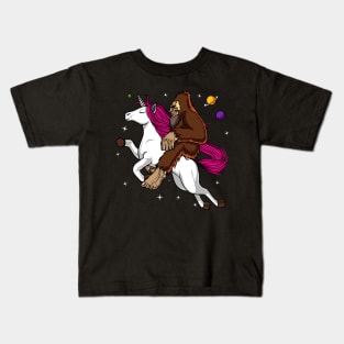 Bigfoot Riding Unicorn Kids T-Shirt